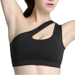 🌻4/$20 Women’s Black Sports Bra Sexy Cut Out Workout Yoga Fitness Bra Top Medium